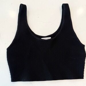 Aritzia Babaton Black Ribbed Sculpt Knit Crop Tank L